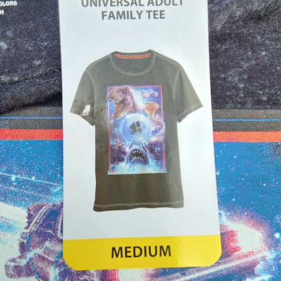 NWT Universal Studios Adult Tee Medium Jurassic Park ET Jaws BTTF Movie Graphic - Picture 2 of 9